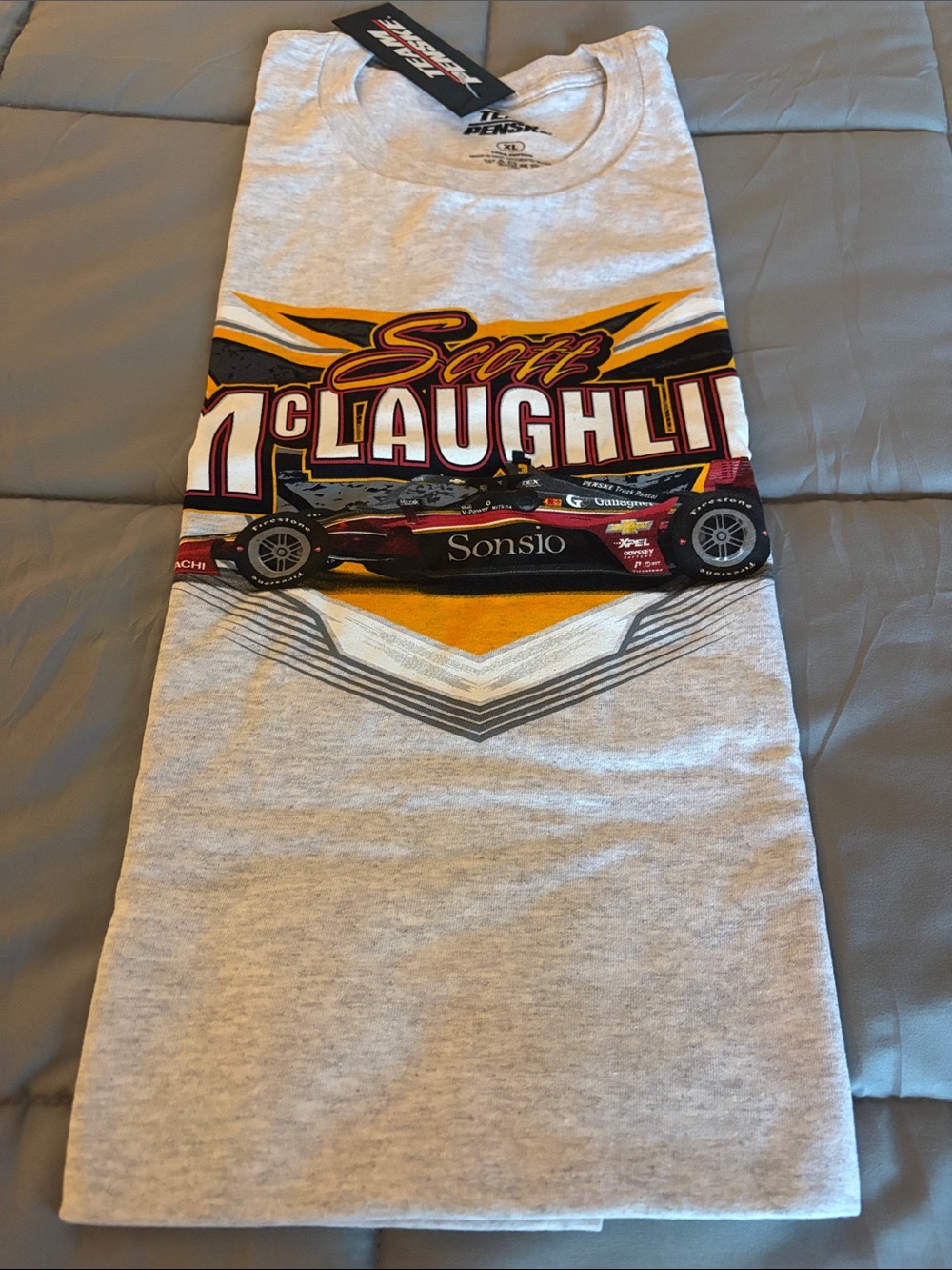 Scott McLaughlin Racing Graphic Tee - Grey with Red/Yellow/Black